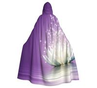 WYYDPPLK Funny Lotus Flower Purple Print Hooded Cloak For Adults - Unisex Halloween Christmas Cosplay Cape
