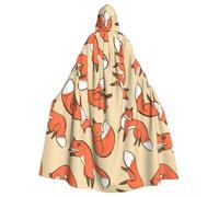WYYDPPLK Funny Many Foxes Print Hooded Cloak For Adults - Unisex Halloween Christmas Cosplay Cape