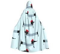 WYYDPPLK Funny Parisian Dachshund Print Hooded Cloak For Adults - Unisex Halloween Christmas & Easter Events Cosplay Cape