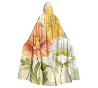 WYYDPPLK Funny Pastel Poppies Print Hooded Cloak For Adults - Unisex Halloween Christmas Cosplay Cape