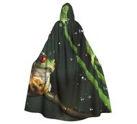 WYYDPPLK Funny Peace Tree Frog Print Hooded Cloak For Adults - Unisex Halloween Christmas Cosplay Cape
