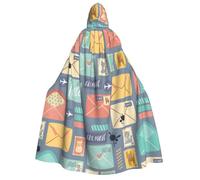 WYYDPPLK Funny Postal Stationery Print Hooded Cloak For Adults - Unisex Halloween Christmas & Easter Events Cosplay Cape