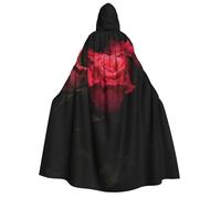 WYYDPPLK Funny Red Rose And Black Leaves Print Hooded Cloak For Adults - Unisex Halloween Christmas & Easter Events Cosplay Cape