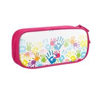 WYYDPPLK Kids Hand Print Pencase with Full-Print Design - Durable Oxford Cloth Pencil Case for School, Office & Travel - Multi Pocket Storage Bag for Pens, Makeup & Accessories