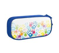 WYYDPPLK Kids Hand Print Pencase with Full-Print Design - Durable Oxford Cloth Pencil Case for School, Office & Travel - Multi Pocket Storage Bag for Pens, Makeup & Accessories