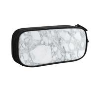 WYYDPPLK Light Black Marble Pencase with Full-Print Design - Durable Oxford Cloth Pencil Case for School, Office & Travel - Multi Pocket Storage Bag for Pens, Makeup & Accessories