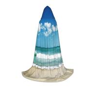 WYYDPPLK Long Hooded Cape For Teenagers Beach White Clouds Print Cosplay Role Party Halloween Costumes