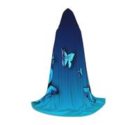 WYYDPPLK Long Hooded Cape For Teenagers Beautiful Blue Butterfly Print Cosplay Role Party Halloween Costumes