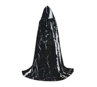 WYYDPPLK Long Hooded Cape For Teenagers Black And White Marble Print Cosplay Role Party Halloween Costumes