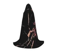 WYYDPPLK Long Hooded Cape For Teenagers Black Rose Gold Marble Print Cosplay Role Party Halloween Costumes