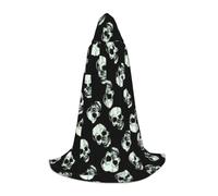 WYYDPPLK Long Hooded Cape For Teenagers Black Skull Print Cosplay Role Party Halloween Costumes