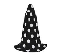 WYYDPPLK Long Hooded Cape For Teenagers Black & White Big Dot Print Cosplay Role Party Halloween Costumes