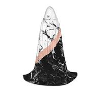 WYYDPPLK Long Hooded Cape For Teenagers Black White Marble Print Cosplay Role Party Halloween Costumes