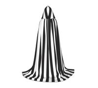 WYYDPPLK Long Hooded Cape For Teenagers Black & White Stripe Print Cosplay Role Party Halloween Costumes