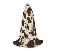 WYYDPPLK Long Hooded Cape For Teenagers Brown Cow Spots Print Cosplay Role Party Halloween Costumes