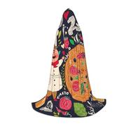 WYYDPPLK Long Hooded Cape For Teenagers Chef Pizza Print Cosplay Role Party Halloween Costumes