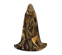 WYYDPPLK Long Hooded Cape For Teenagers Cool Steampunk Gears Print Cosplay Role Party Halloween Costumes