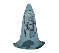 WYYDPPLK Long Hooded Cape For Teenagers Crazy Save Manatee Print Cosplay Role Party Halloween Costumes