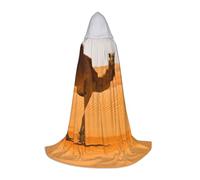 WYYDPPLK Long Hooded Cape For Teenagers Desert Sand Camel Print Cosplay Role Party Halloween Costumes