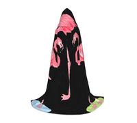 WYYDPPLK Long Hooded Cape For Teenagers Four Flamingos Print Cosplay Role Party Halloween Costumes