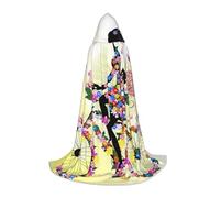 WYYDPPLK Long Hooded Cape For Teenagers Girl Bicycle Butterfly Print Cosplay Role Party Halloween Costumes