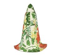 WYYDPPLK Long Hooded Cape For Teenagers Hojas Tropicales Y Flores Print Cosplay Role Party Halloween Costumes
