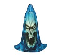WYYDPPLK Long Hooded Cape For Teenagers Horror Ghost Skull Print Cosplay Role Party Halloween Costumes