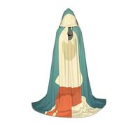WYYDPPLK Long Hooded Cape For Teenagers Llama In A Scarf Print Cosplay Role Party Halloween Costumes