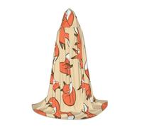 WYYDPPLK Long Hooded Cape For Teenagers Many Foxes Print Cosplay Role Party Halloween Costumes