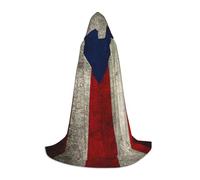 WYYDPPLK Long Hooded Cape For Teenagers Puerto Rico Flag Print Cosplay Role Party Halloween Costumes