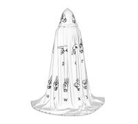 WYYDPPLK Long Hooded Cape For Teenagers Sign Language Alphabet Print Cosplay Role Party Halloween Costumes