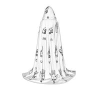 WYYDPPLK Long Hooded Cape For Teenagers Sign Language Alphabet Print Cosplay Role Party Halloween Costumes