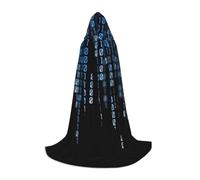 WYYDPPLK Long Hooded Cape For Teenagers The Blue Binary Print Cosplay Role Party Halloween Costumes