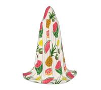 WYYDPPLK Long Hooded Cape For Teenagers Tropical Fruits Print Cosplay Role Party Halloween Costumes