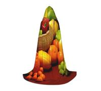 WYYDPPLK Long Hooded Cape For Teenagers Variety Fresh Vegetables Fruits Print Cosplay Role Party Halloween Costumes