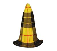 WYYDPPLK Long Hooded Cape For Teenagers Yellow Gray Black Plaid Print Cosplay Role Party Halloween Costumes