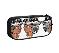 WYYDPPLK Melanin Afro Woman Pencase with Full-Print Design - Durable Oxford Cloth Pencil Case for School, Office & Travel - Multi Pocket Storage Bag for Pens, Makeup & Accessories