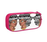 WYYDPPLK Melanin Afro Woman Pencase with Full-Print Design - Durable Oxford Cloth Pencil Case for School, Office & Travel - Multi Pocket Storage Bag for Pens, Makeup & Accessories