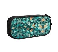 WYYDPPLK Mermaid Fish Scale Print Pencase with Full-Print Design - Durable Oxford Cloth Pencil Case for School, Office & Travel - Multi Pocket Storage Bag for Pens, Makeup & Accessories