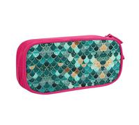 WYYDPPLK Mermaid Fish Scale Print Pencase with Full-Print Design - Durable Oxford Cloth Pencil Case for School, Office & Travel - Multi Pocket Storage Bag for Pens, Makeup & Accessories