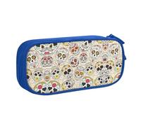WYYDPPLK Mexican Skull Pencase with Full-Print Design - Durable Oxford Cloth Pencil Case for School, Office & Travel - Multi Pocket Storage Bag for Pens, Makeup & Accessories