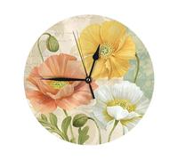 WYYDPPLK Pastel Poppies Round Wall Clock - Stylish Pvc Printed Clock With Silent Movement, Perfect For Home & Office Decor