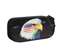 WYYDPPLK Patriotic Eagle Pencase with Full-Print Design - Durable Oxford Cloth Pencil Case for School, Office & Travel - Multi Pocket Storage Bag for Pens, Makeup & Accessories