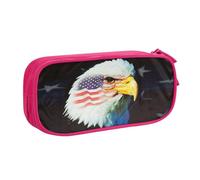 WYYDPPLK Patriotic Eagle Pencase with Full-Print Design - Durable Oxford Cloth Pencil Case for School, Office & Travel - Multi Pocket Storage Bag for Pens, Makeup & Accessories