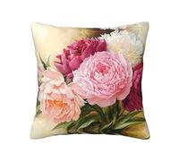 WYYDPPLK Peony Flowers Blossom Print Luxurious Double-Sided Printed Cushion Cover - 100% Polyester - Four Seasons Universal Throw Pillow Cover For Ideal Home Decoration