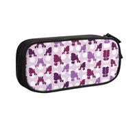 WYYDPPLK Purple Poodle Polka Dot Pencase with Full-Print Design - Durable Oxford Cloth Pencil Case for School, Office & Travel - Multi Pocket Storage Bag for Pens, Makeup & Accessories