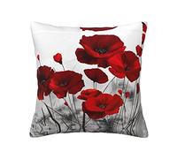 WYYDPPLK Red Poppy Flower Print Luxurious Double-Sided Printed Cushion Cover - 100% Polyester - Four Seasons Universal Throw Pillow Cover For Ideal Home Decoration