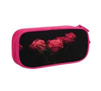 WYYDPPLK Red Rose and Black Leaves Pencase with Full-Print Design - Durable Oxford Cloth Pencil Case for School, Office & Travel - Multi Pocket Storage Bag for Pens, Makeup & Accessories
