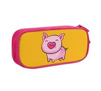 WYYDPPLK Smile Pink Pig Pencase with Full-Print Design - Durable Oxford Cloth Pencil Case for School, Office & Travel - Multi Pocket Storage Bag for Pens, Makeup & Accessories