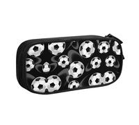 WYYDPPLK Soccer Black Pencase with Full-Print Design - Durable Oxford Cloth Pencil Case for School, Office & Travel - Multi Pocket Storage Bag for Pens, Makeup & Accessories